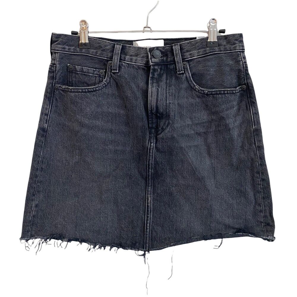 Everlane 27 Denim Skirt Faded Black Gray Raw Hem Jean Mini Basic